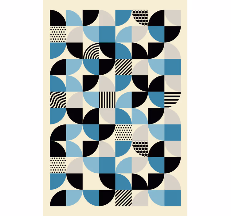 Estore de rolo para sala padrão bauhaus azul retrô - TenStickers