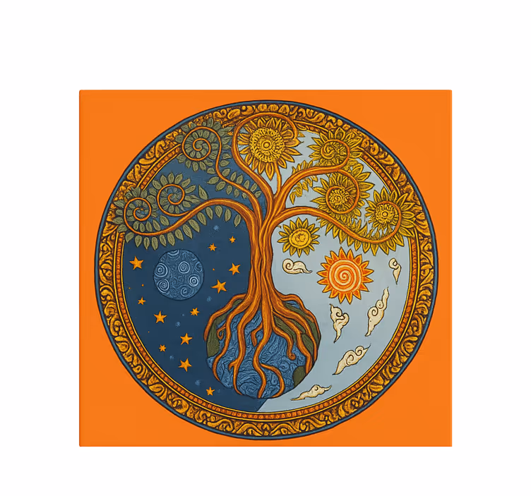 Estore de rolo para sala Árvore da vida espiritual - TenStickers