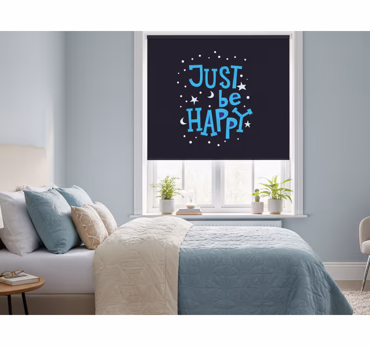 Estore de rolo quarto somente seja feliz em azul - TenStickers