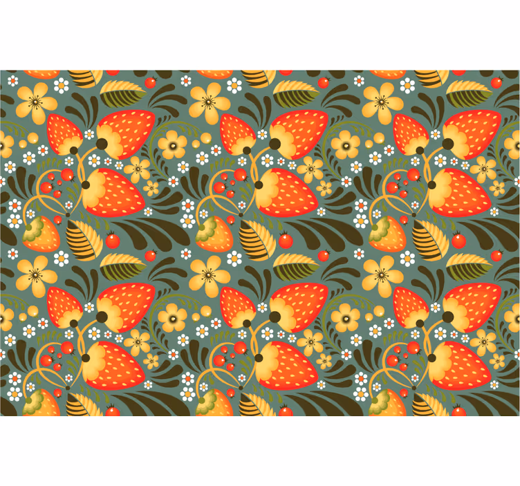 Estore de rolo quarto morangos russos e plantas verdes - TenStickers