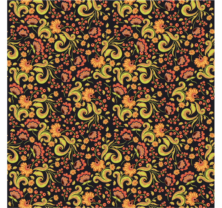 Estore de rolo quarto floral amarelo e vermelho estilo russo - TenStickers