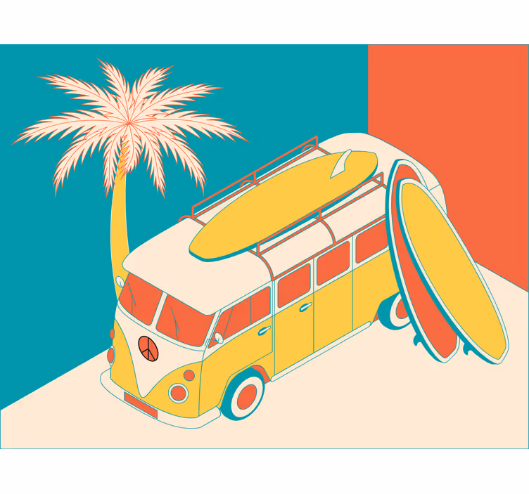 Estore de rolo quarto ônibus mini hippy - TenStickers
