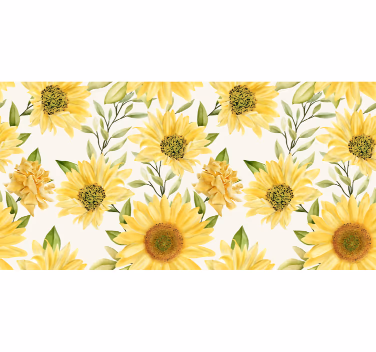 Estore de rolo quarto fundo branco girassol - TenStickers
