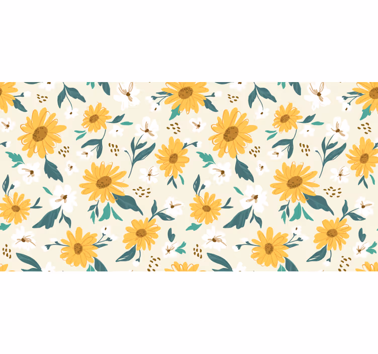 Estore de rolo quarto girassóis e margaridas vintage - TenStickers