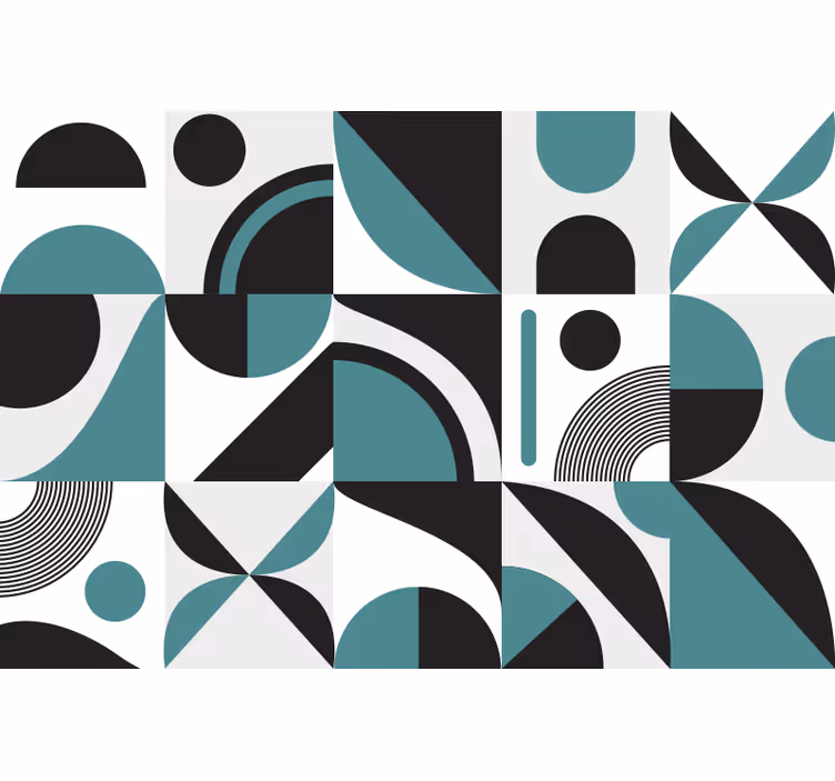 Estore de rolo quarto padrão hidráulico preto e azul - TenStickers