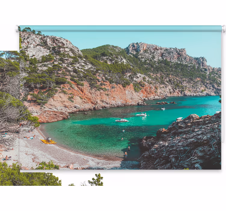 Estore de rolo quarto praia linda com rochas mallorca - TenStickers