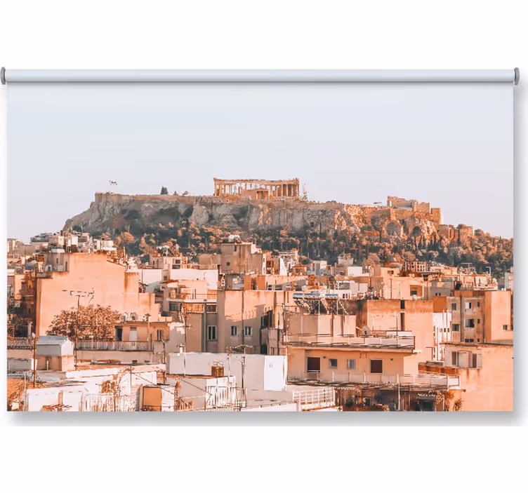Estore de rolo quarto com bela vista de atenas e acrópole - TenStickers