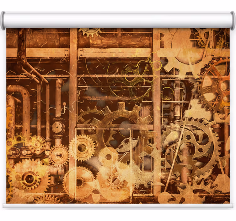 Estore de rolo quarto tubos industriais dourados 3d - TenStickers