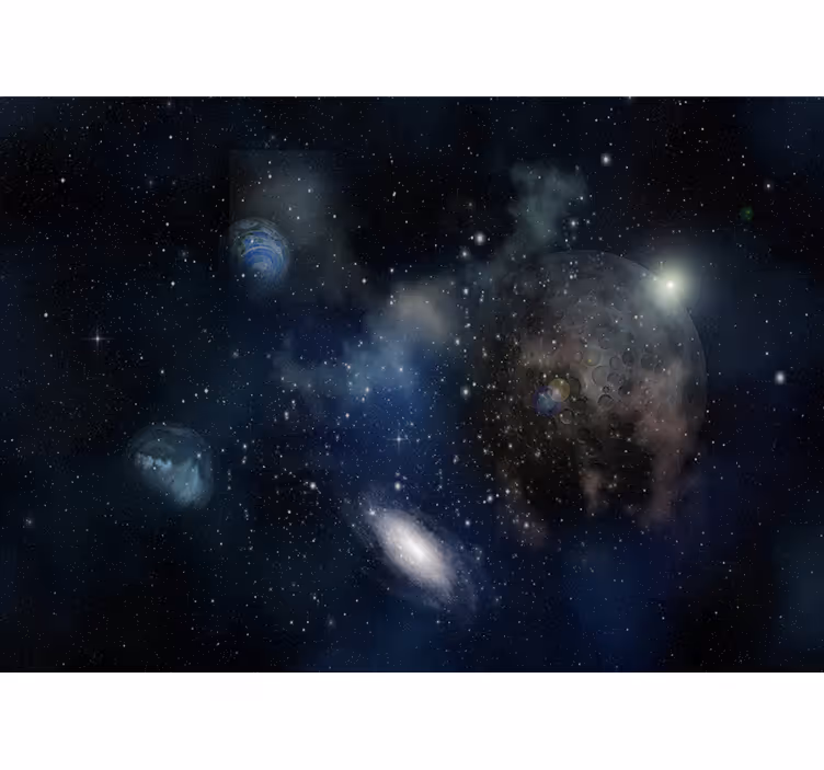 Estore de rolo quarto com linda vista do espaço e planeta - TenStickers