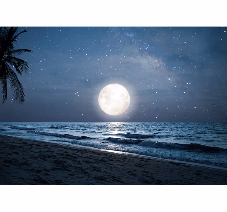 Estore de rolo quarto luz da lua sobre o oceano - TenStickers