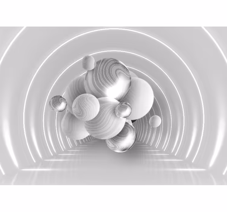 Estore de rolo branco com bolas brancas no túnel - TenStickers