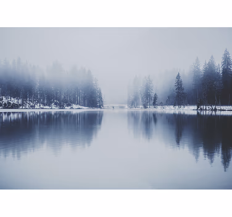 Estore de rolo branco floresta nevoenta de inverno - TenStickers