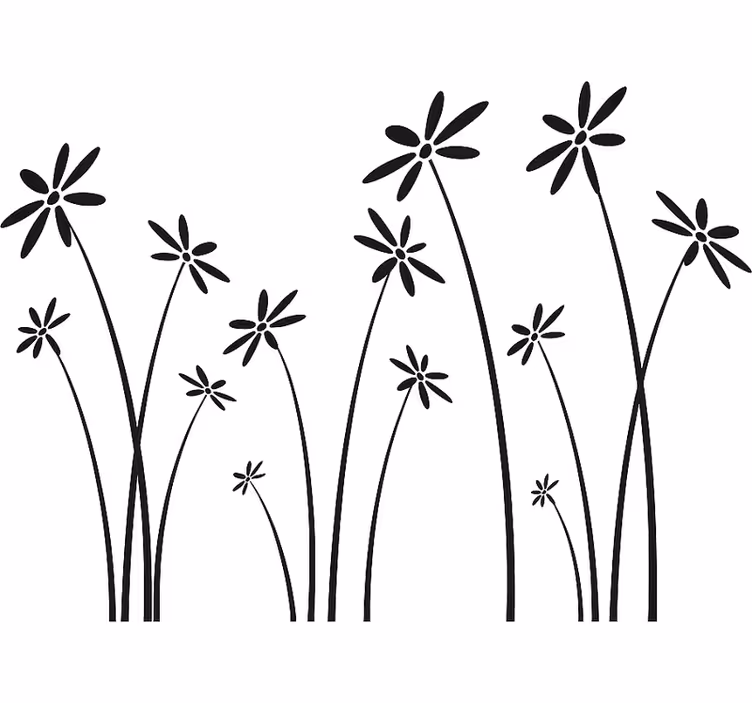 Estore de rolo branco flores altas pretas - TenStickers