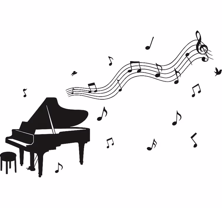 Estore de rolo branco piano com notas musicais - TenStickers