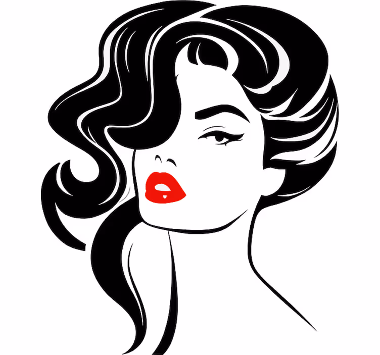 Estore de rolo branco mulher bonita com lábios vermelhos - TenStickers