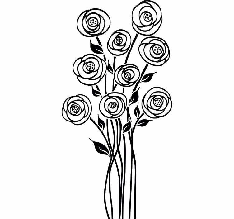 Estore de rolo branco buquê floral abstrato - TenStickers