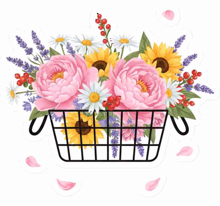 Estore de rolo para sala cesta de flores elegante - TenStickers