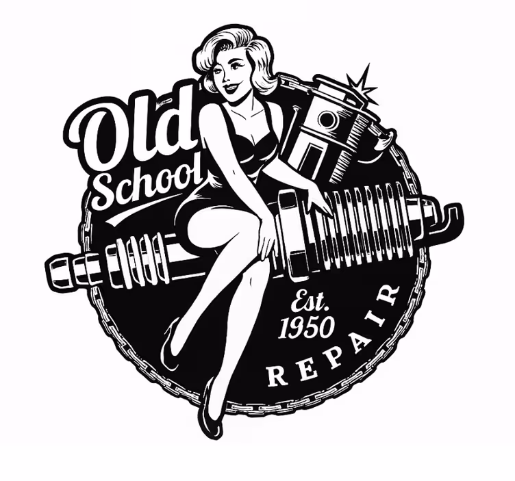 Estore de rolo para sala pin-up de garagem vintage - TenStickers