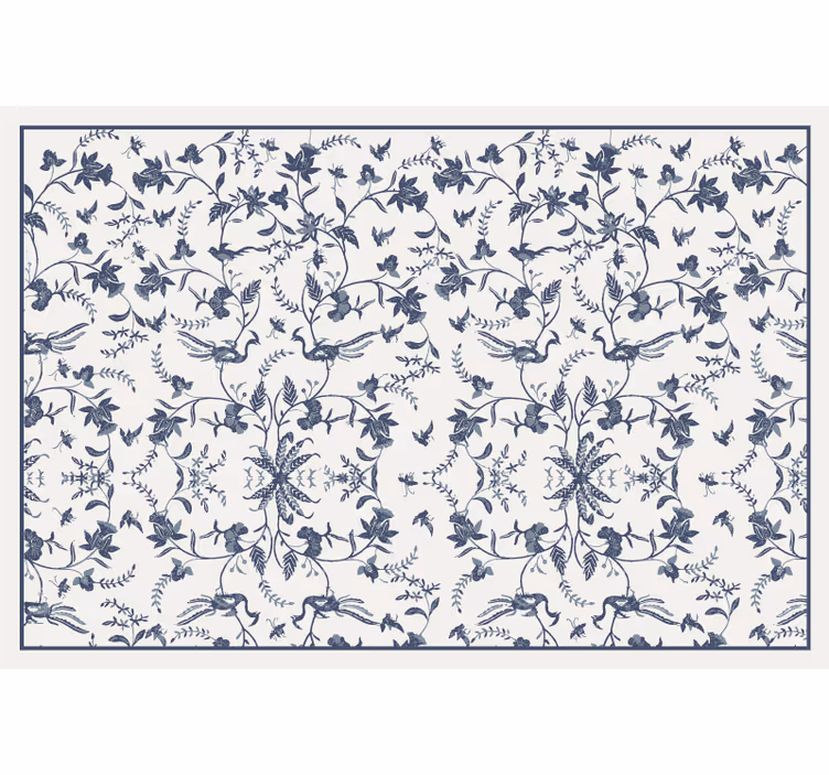 Estore de rolo para sala padrão botânico azul - TenStickers