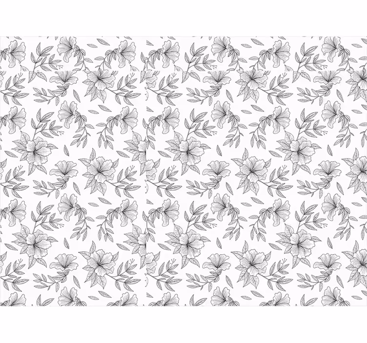 Estore de rolo para sala design floral preto e branco - TenStickers