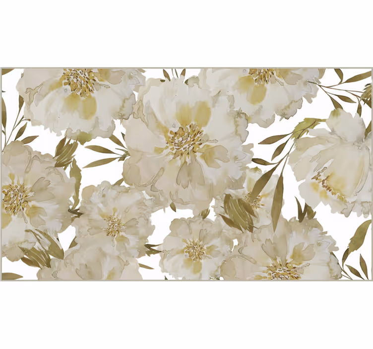 Estore de rolo para sala flores grandes brancas - TenStickers