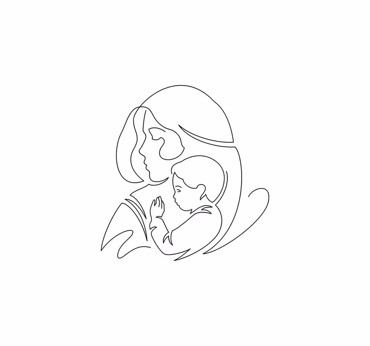 Estore de rolo para sala desenho em linha mãe e filho - TenStickers
