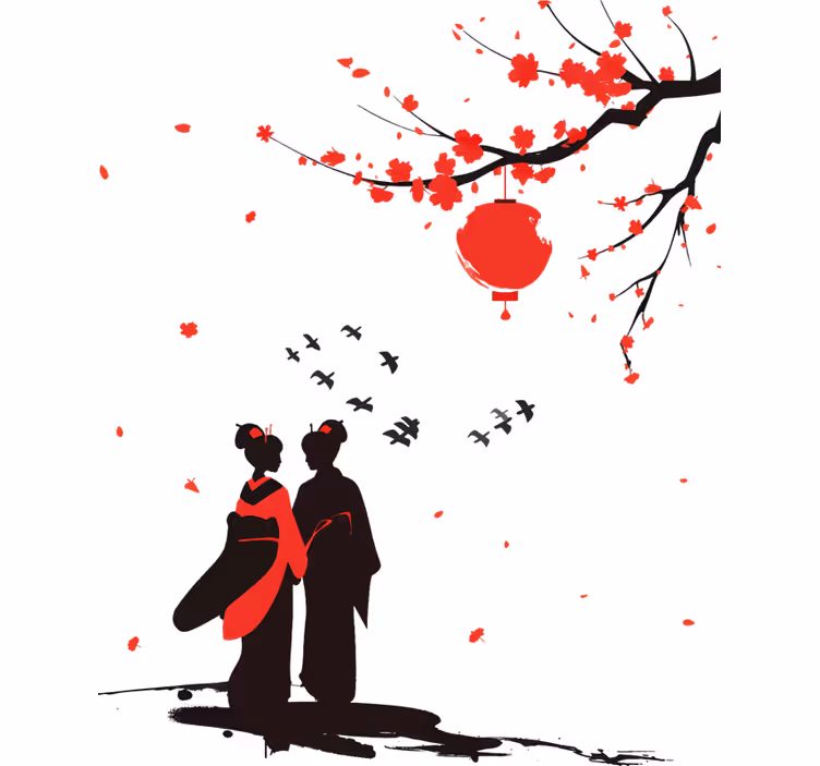 Estore de rolo quarto geishas japonesas - TenStickers