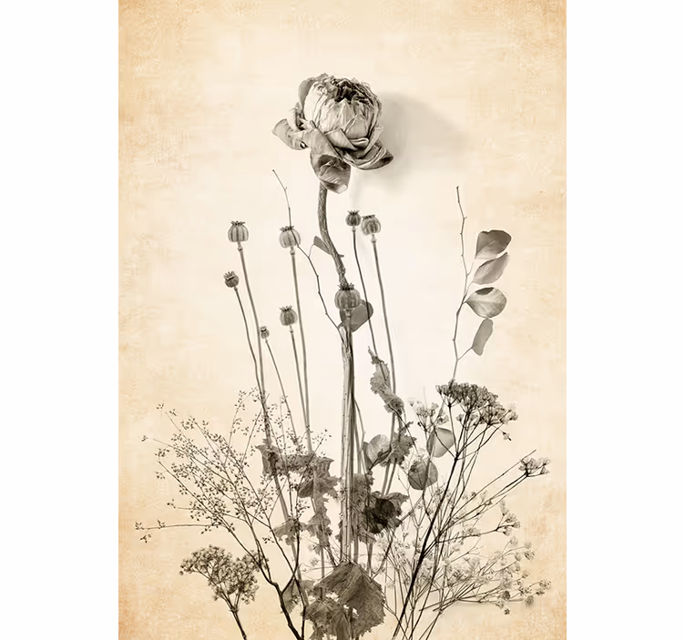 Estore de rolo quarto bouquet de flores em fundo bege - TenStickers