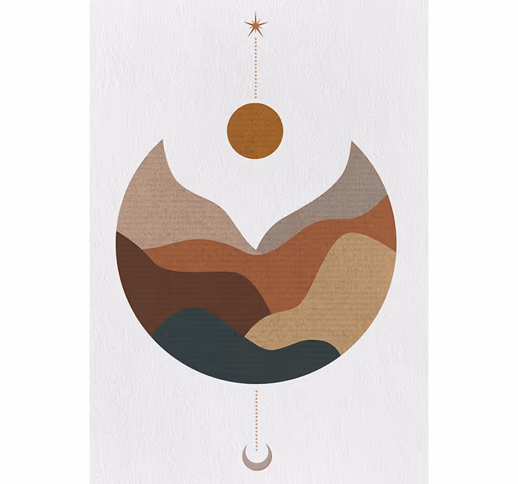 Estore de rolo quarto pôr do sol e montanhas minimalistas - TenStickers