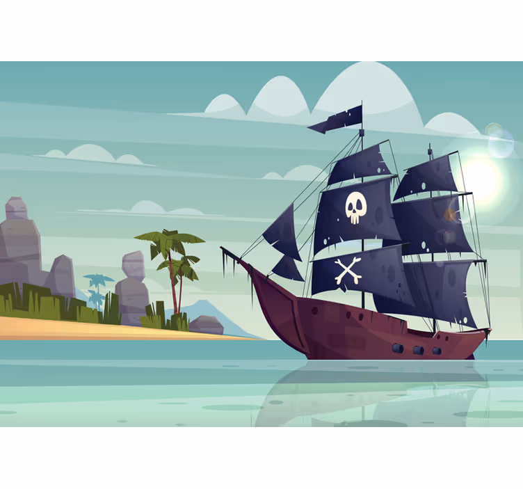 Estore de rolo infantil fotomural barco pirata - TenStickers