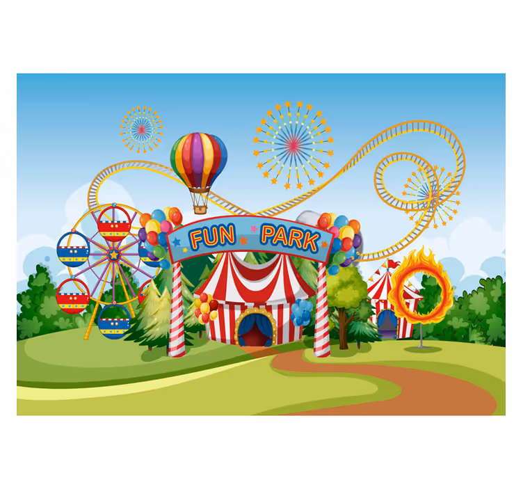 Estore de rolo infantil fotomural parque colorido - TenStickers