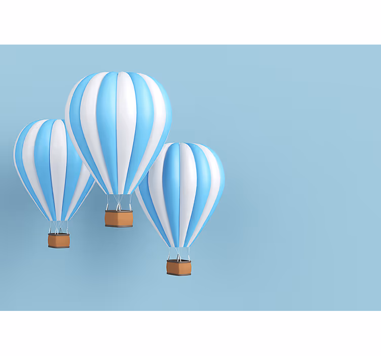 Estore de rolo infantil balão de ar quente branco e azul - TenStickers