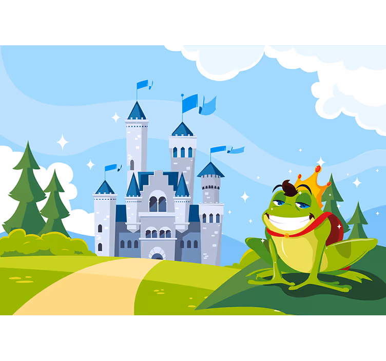 Estore de rolo infantil príncipe sapo com castelo - TenStickers