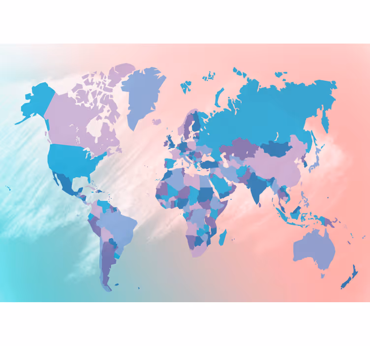 Estore de rolo infantil mapa-múndi em tons pastéis - TenStickers
