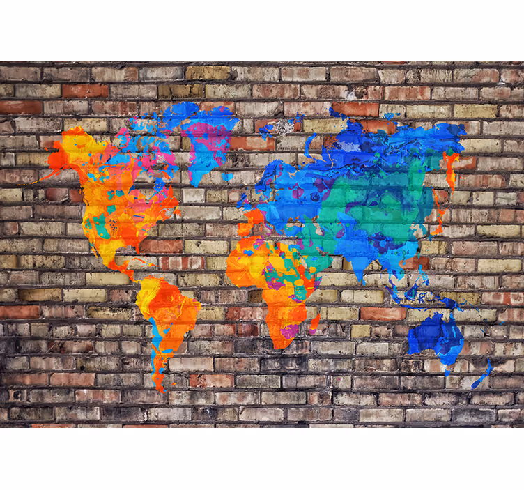 Estore de rolo infantil mapa-múndi político colorido - TenStickers