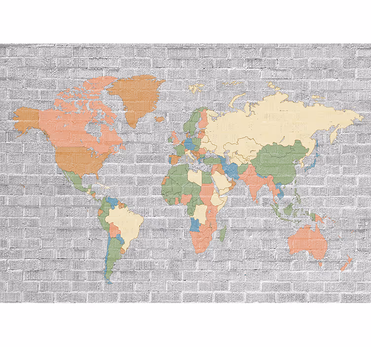 Estore de rolo infantil mapa-múndi vintage pedra - TenStickers