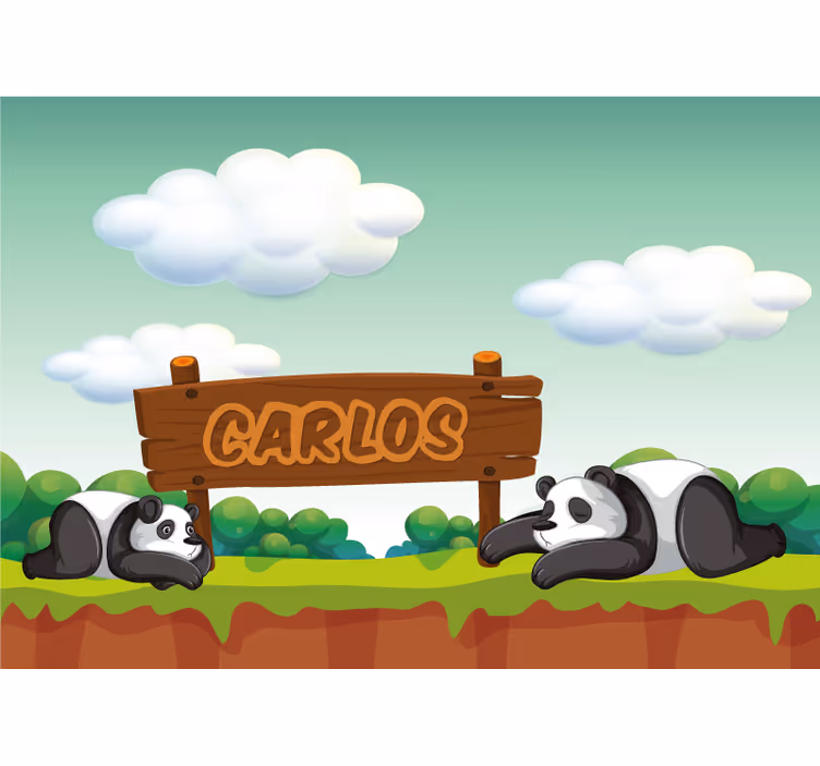 Estore de rolo infantil nome personalizado do panda - TenStickers
