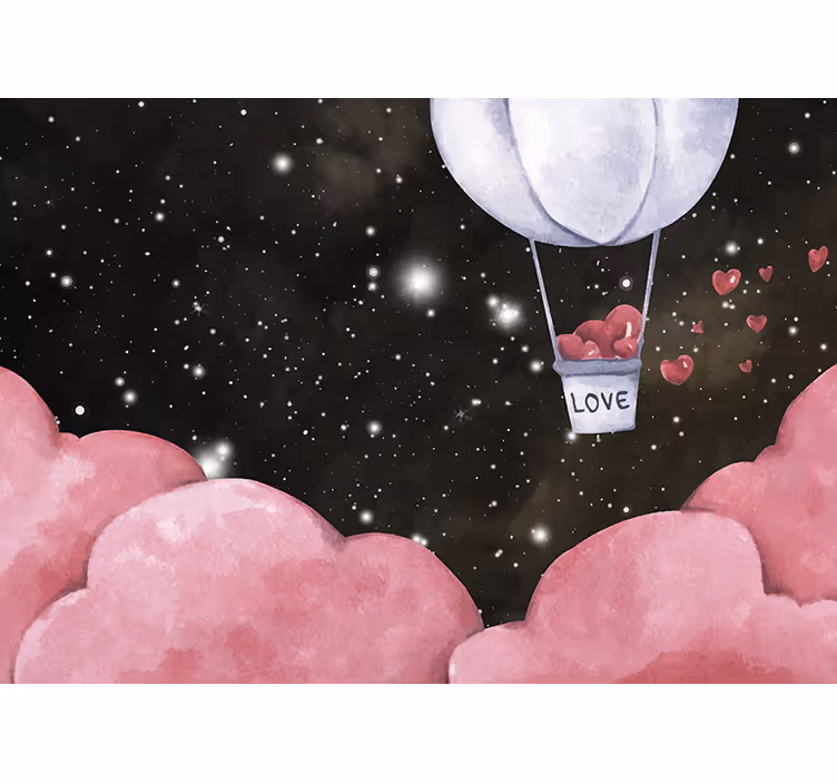 Estore de rolo infantil com ilustração romântica de balões - TenStickers