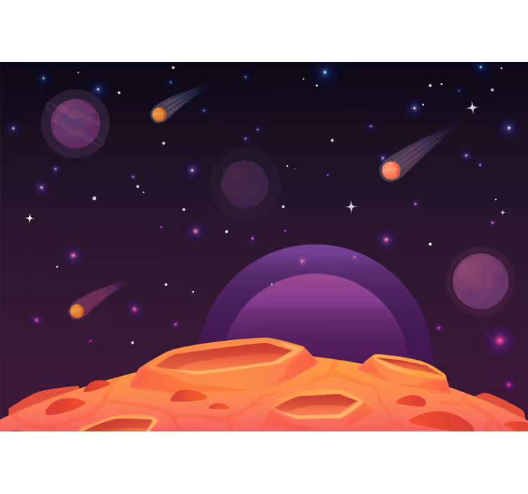 Estore de rolo infantil planeta meio cartoon com planetas - TenStickers