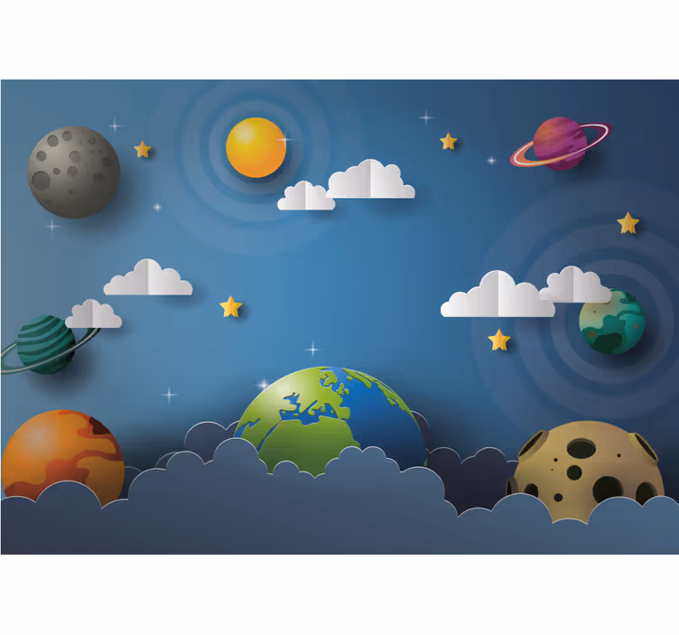 Estore de rolo infantil planetas em cartoon alinhados - TenStickers