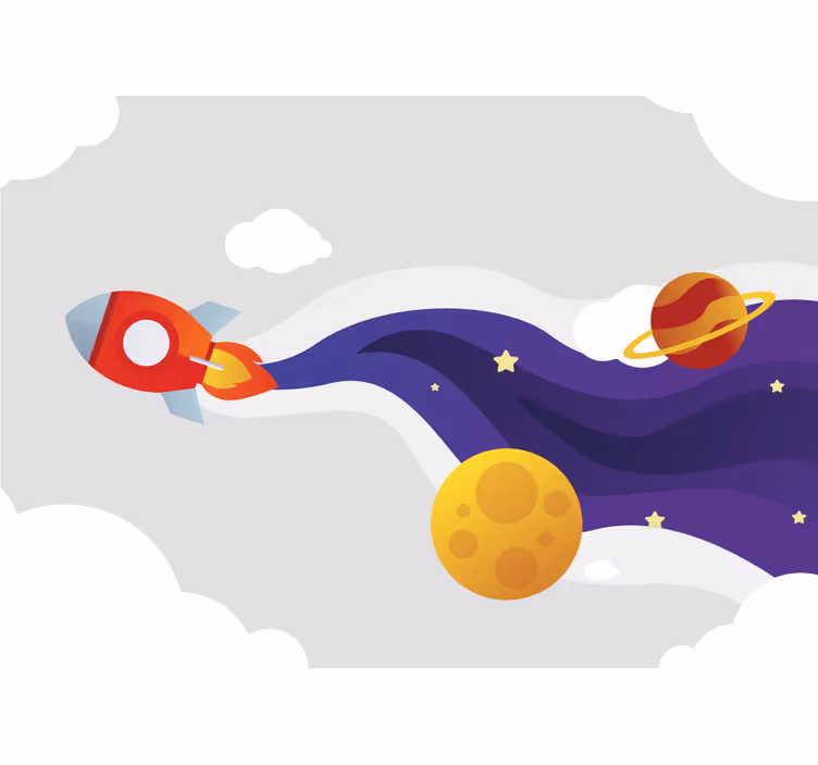 Estore de rolo infantil foguete cartoon para o espaço - TenStickers