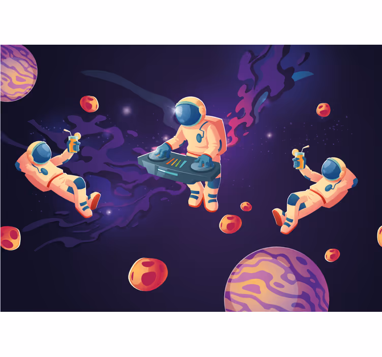 Estore de rolo infantil astronautas em ação - TenStickers