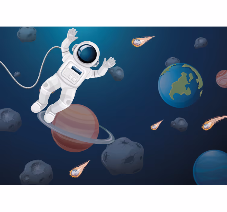 Estore de rolo infantil astronauta flutuante - TenStickers