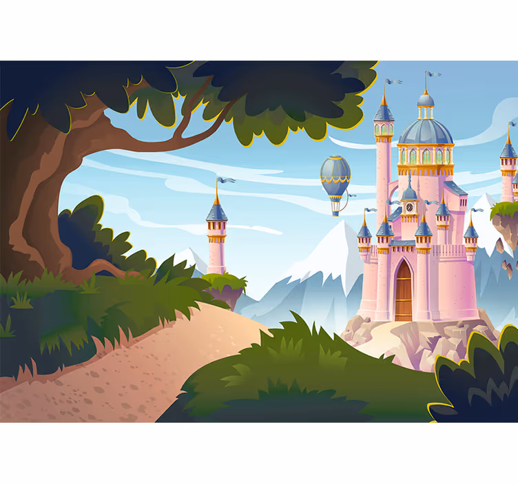 Estore de rolo infantil castelo mágico rosa - TenStickers