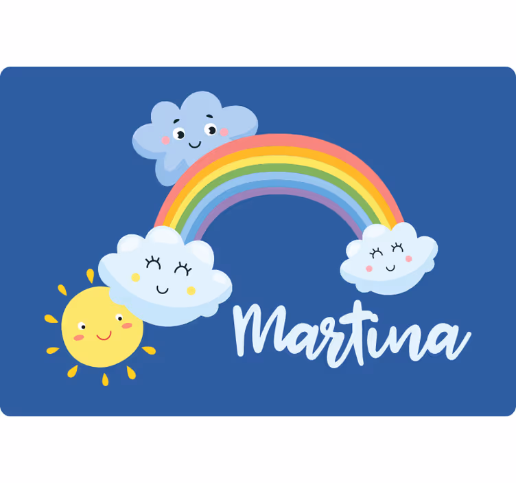 Estore de rolo infantil nuvens e arco-íris com nome - TenStickers