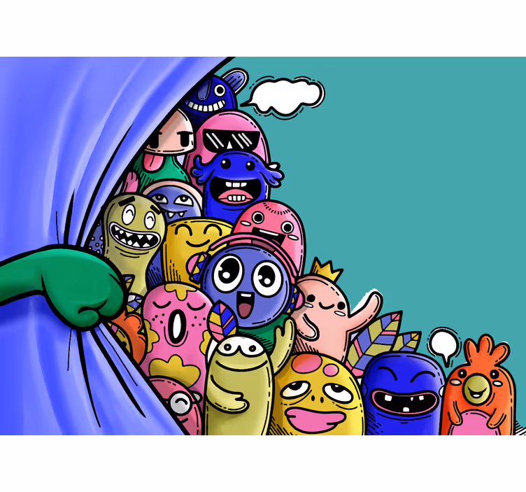 Estore de rolo infantil com cortina de monstros divertidos - TenStickers