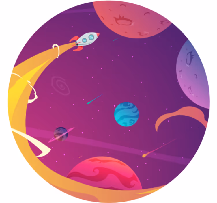 Estore de rolo infantil foguete de desenho animado no espaço - TenStickers