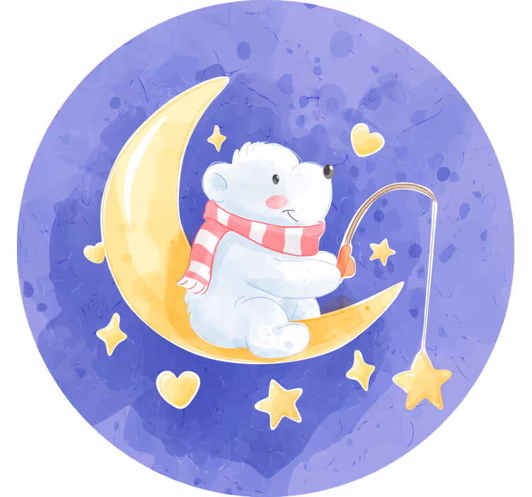Estore de rolo infantil urso pescando estrelas nórdicas - TenStickers