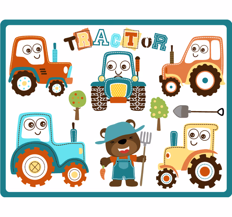Estore de rolo infantil tratores sorridentes - TenStickers
