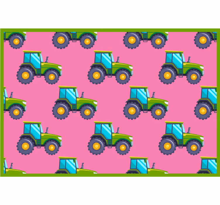 Estore de rolo infantil padrão de trator rosa e verde - TenStickers